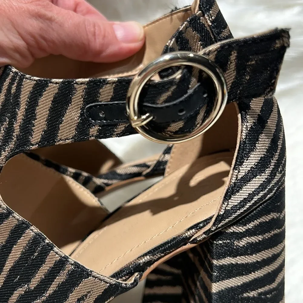 H&M‎ platform zebra print sandals SZ 40/9.5-10US  B66
